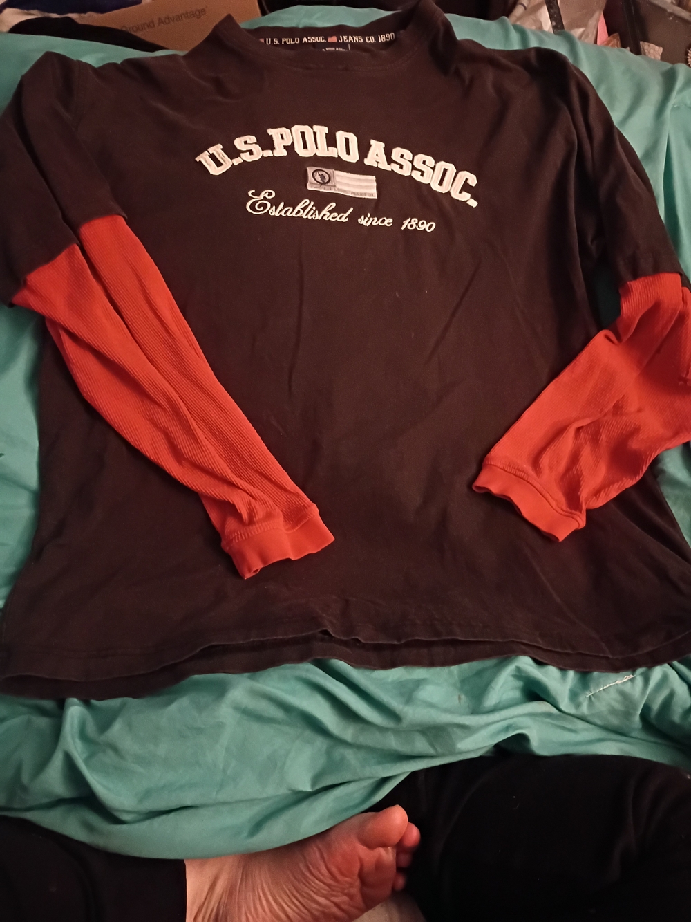 U.S. Polo Assn. Black Tee with Red Long Sleeves